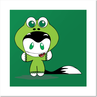 Dot the Cat in a Frog Costum Posters and Art